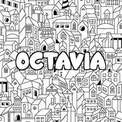 Coloraci&oacute;n del nombre OCTAVIA - decorado ciudad