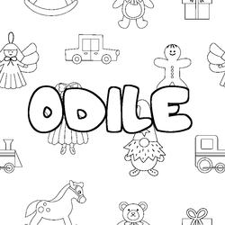 Coloraci&oacute;n del nombre ODILE - decorado juguetes