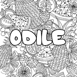 Coloraci&oacute;n del nombre ODILE - decorado mandala de frutas