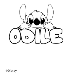 Coloraci&oacute;n del nombre ODILE - decorado Stitch