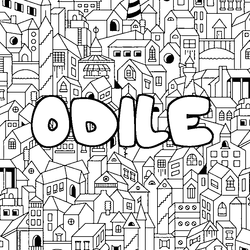 Coloraci&oacute;n del nombre ODILE - decorado ciudad