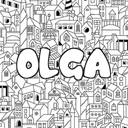Coloraci&oacute;n del nombre OLGA - decorado ciudad