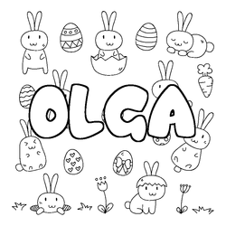 Coloraci&oacute;n del nombre OLGA - decorado Pascua