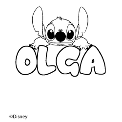 Coloraci&oacute;n del nombre OLGA - decorado Stitch