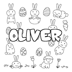 Coloraci&oacute;n del nombre OLIVER - decorado Pascua