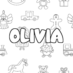 Coloraci&oacute;n del nombre OLIVIA - decorado juguetes