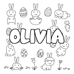 Coloraci&oacute;n del nombre OLIVIA - decorado Pascua