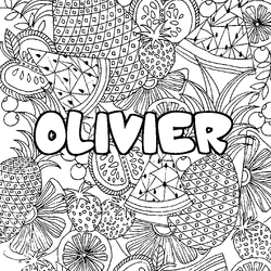 Coloraci&oacute;n del nombre OLIVIER - decorado mandala de frutas