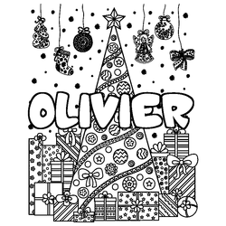Coloraci&oacute;n del nombre OLIVIER - decorado &aacute;rbol de Navidad y regalos