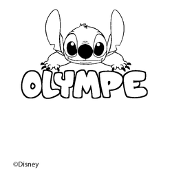 Coloraci&oacute;n del nombre OLYMPE - decorado Stitch
