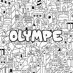Coloraci&oacute;n del nombre OLYMPE - decorado ciudad