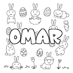 Coloraci&oacute;n del nombre OMAR - decorado Pascua