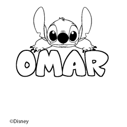 Coloraci&oacute;n del nombre OMAR - decorado Stitch