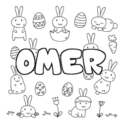 Coloraci&oacute;n del nombre OMER - decorado Pascua