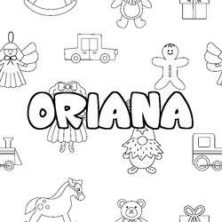 Coloraci&oacute;n del nombre ORIANA - decorado juguetes