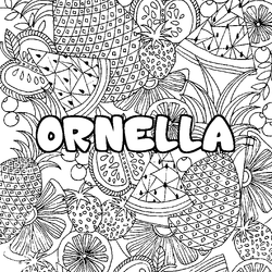 Coloraci&oacute;n del nombre ORNELLA - decorado mandala de frutas