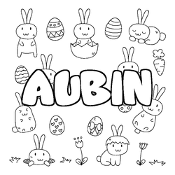 Coloraci&oacute;n del nombre AUBIN - decorado Pascua