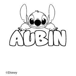 Coloraci&oacute;n del nombre AUBIN - decorado Stitch