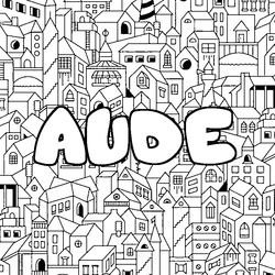 Coloraci&oacute;n del nombre AUDE - decorado ciudad