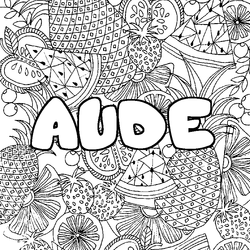 Coloraci&oacute;n del nombre AUDE - decorado mandala de frutas