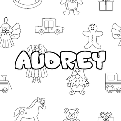 Coloraci&oacute;n del nombre AUDREY - decorado juguetes