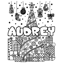 Coloraci&oacute;n del nombre AUDREY - decorado &aacute;rbol de Navidad y regalos