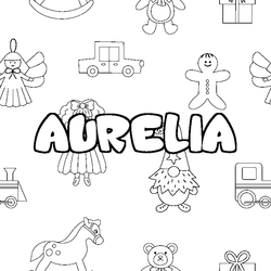 Coloraci&oacute;n del nombre AURELIA - decorado juguetes