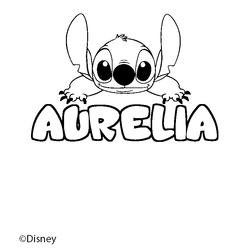 Coloraci&oacute;n del nombre AURELIA - decorado Stitch