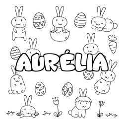 Coloraci&oacute;n del nombre AUR&Eacute;LIA - decorado Pascua