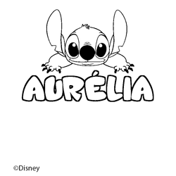 Coloraci&oacute;n del nombre AUR&Eacute;LIA - decorado Stitch