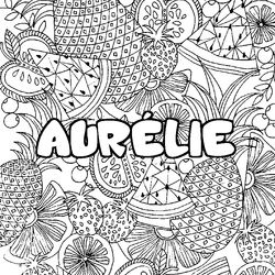 Coloraci&oacute;n del nombre AUR&Eacute;LIE - decorado mandala de frutas