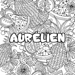 Coloraci&oacute;n del nombre AUR&Eacute;LIEN - decorado mandala de frutas