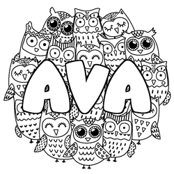 Coloraci&oacute;n del nombre AVA - decorado b&uacute;hos