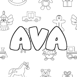 Coloraci&oacute;n del nombre AVA - decorado juguetes