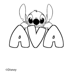 Coloraci&oacute;n del nombre AVA - decorado Stitch