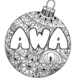 Coloraci&oacute;n del nombre AWA - decorado bola de Navidad