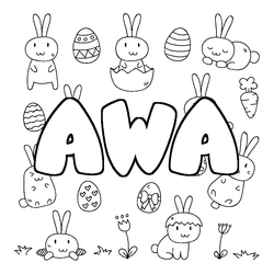 Coloraci&oacute;n del nombre AWA - decorado Pascua