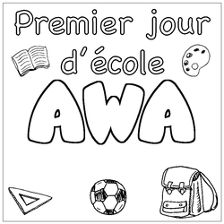 Coloraci&oacute;n del nombre AWA - decorado primer d&iacute;a de escuela