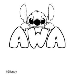 Coloraci&oacute;n del nombre AWA - decorado Stitch