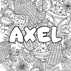 Coloraci&oacute;n del nombre AXEL - decorado mandala de frutas