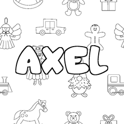 Coloraci&oacute;n del nombre AXEL - decorado juguetes