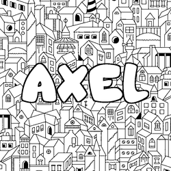 Coloraci&oacute;n del nombre AXEL - decorado ciudad