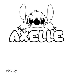 Coloraci&oacute;n del nombre AXELLE - decorado Stitch