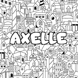 Coloraci&oacute;n del nombre AXELLE - decorado ciudad