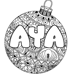 Coloraci&oacute;n del nombre AYA - decorado bola de Navidad