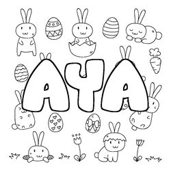 Coloraci&oacute;n del nombre AYA - decorado Pascua