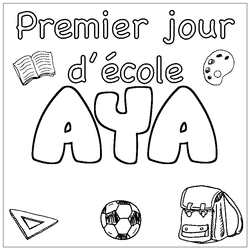 Coloraci&oacute;n del nombre AYA - decorado primer d&iacute;a de escuela