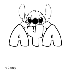 Coloraci&oacute;n del nombre AYA - decorado Stitch