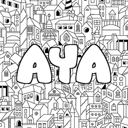 Coloraci&oacute;n del nombre AYA - decorado ciudad