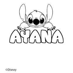Coloraci&oacute;n del nombre AYANA - decorado Stitch